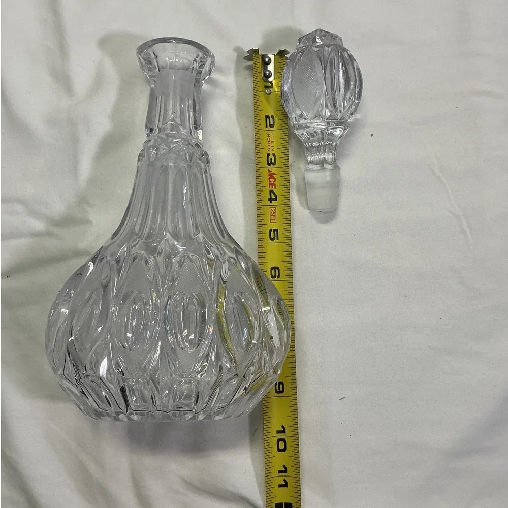 Vintage Cut Glass Crystal Decanter with Stopper Barware 12.5 Inch Clear